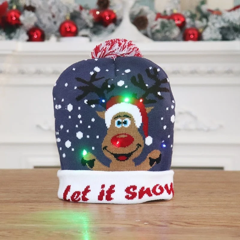 🎁Christmas Sale 50% OFF- Christmas LED Light Knitted Beanies